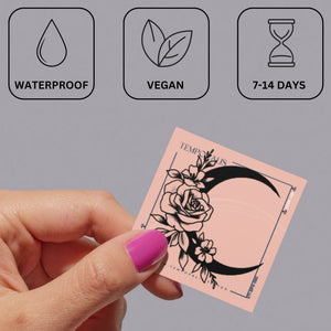 Crescent moon with roses temporary tattoo - 3 | Temporalis