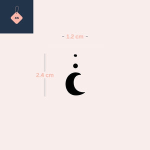 Crescent Moon with Two Dots Temporary Tattoo - 4 | Temporalis