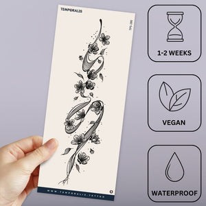 Curved floral line temporary tattoo - 3 | Temporalis