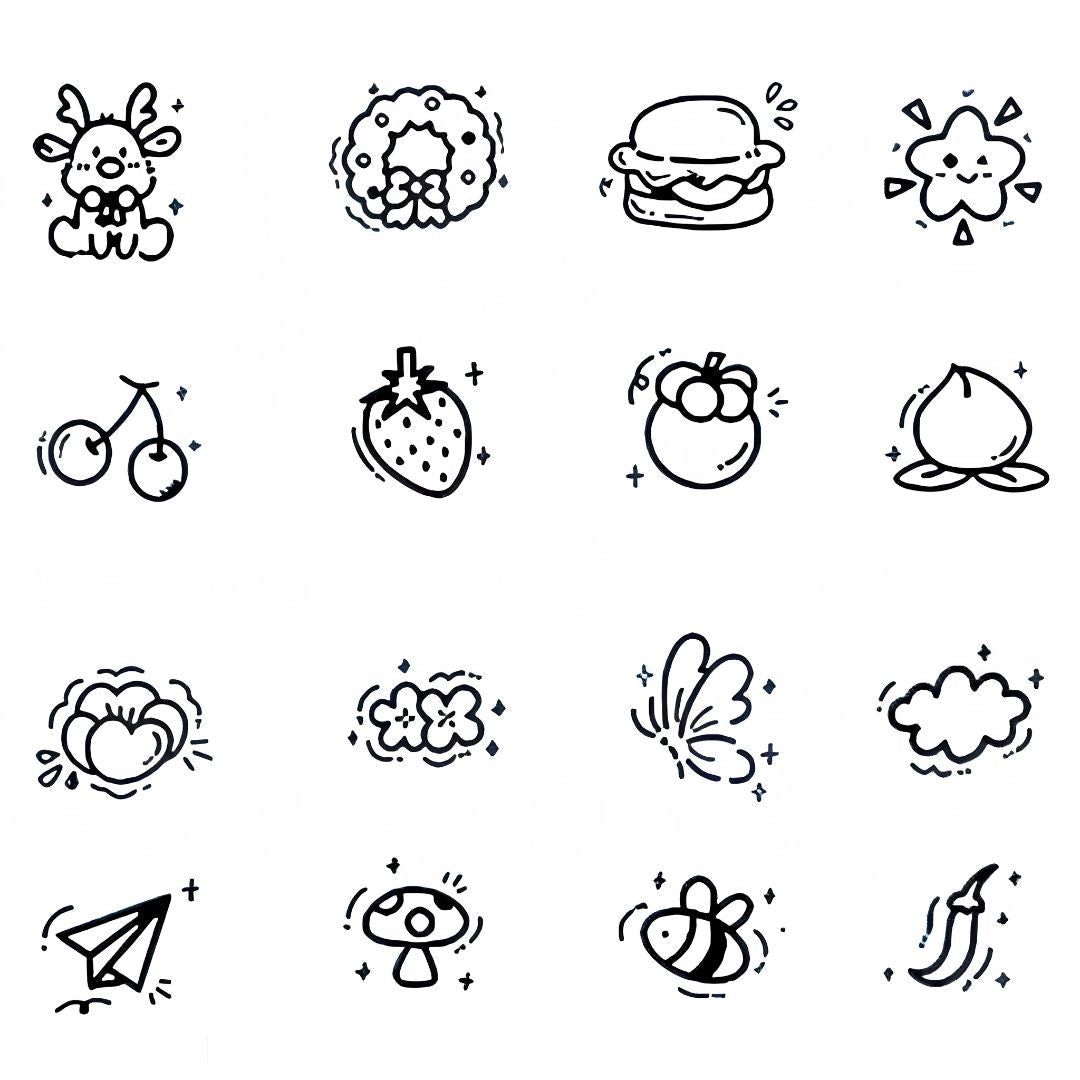 Cute Kawaii Icon Set Tattoo - 2 | Temporalis