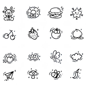 Cute Kawaii Icon Set Tattoo - 2 | Temporalis