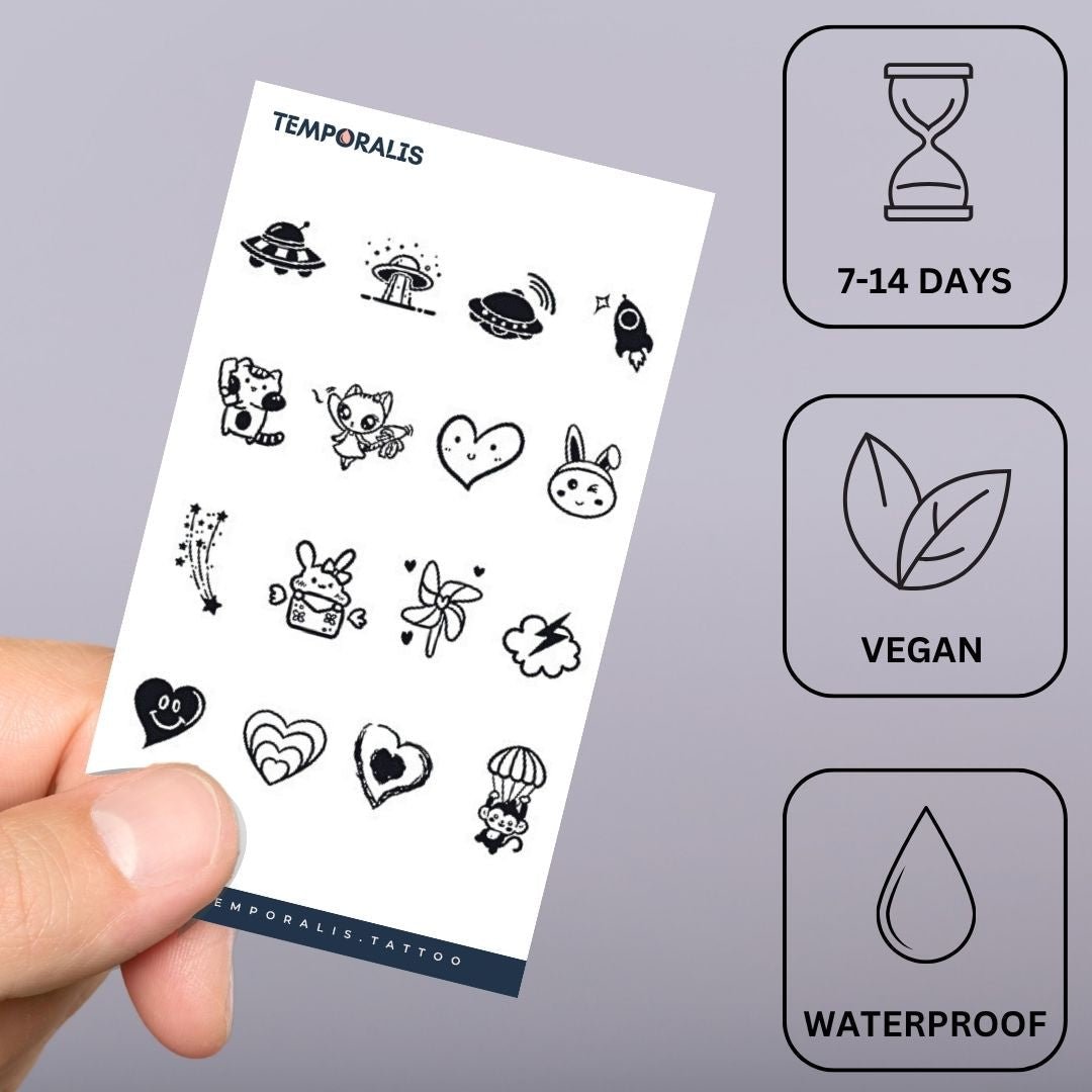 Cute Mini Icons Bundle Tattoo - 3 | Temporalis