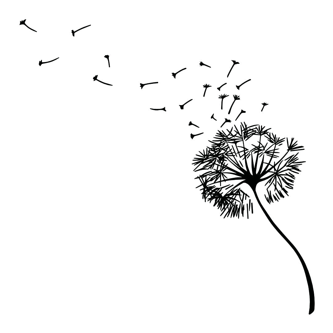 Dandelion silhouette temporary tattoo with blowing seeds - 2 | Temporalis