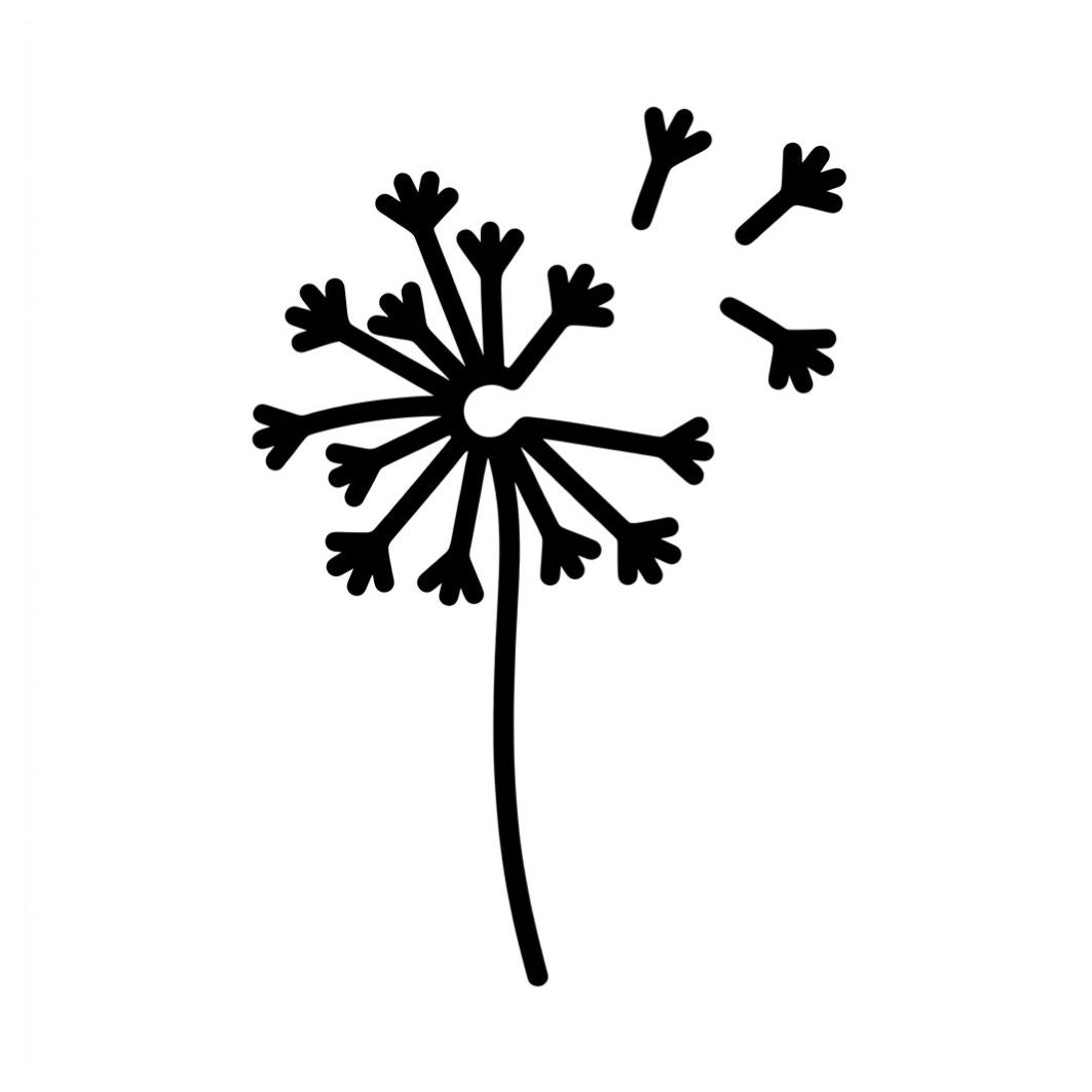 Dandelion temporary tattoo with blowing seeds - 2 | Temporalis