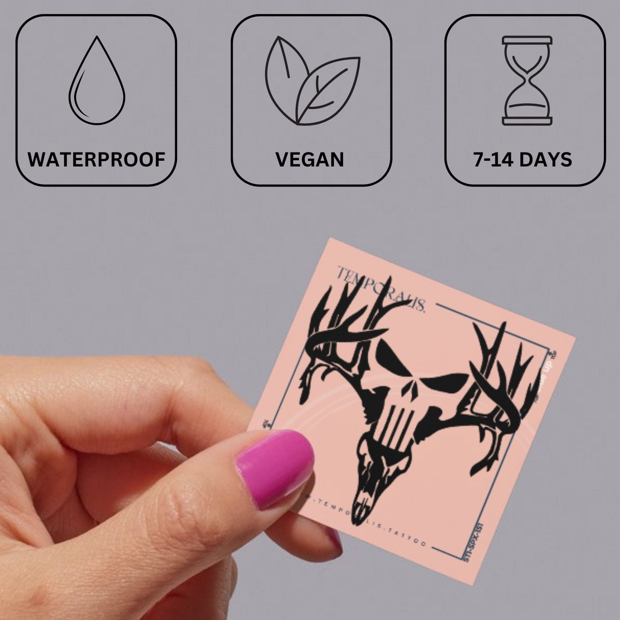 Deer Skull Temporary Tattoo - 3 | Temporalis