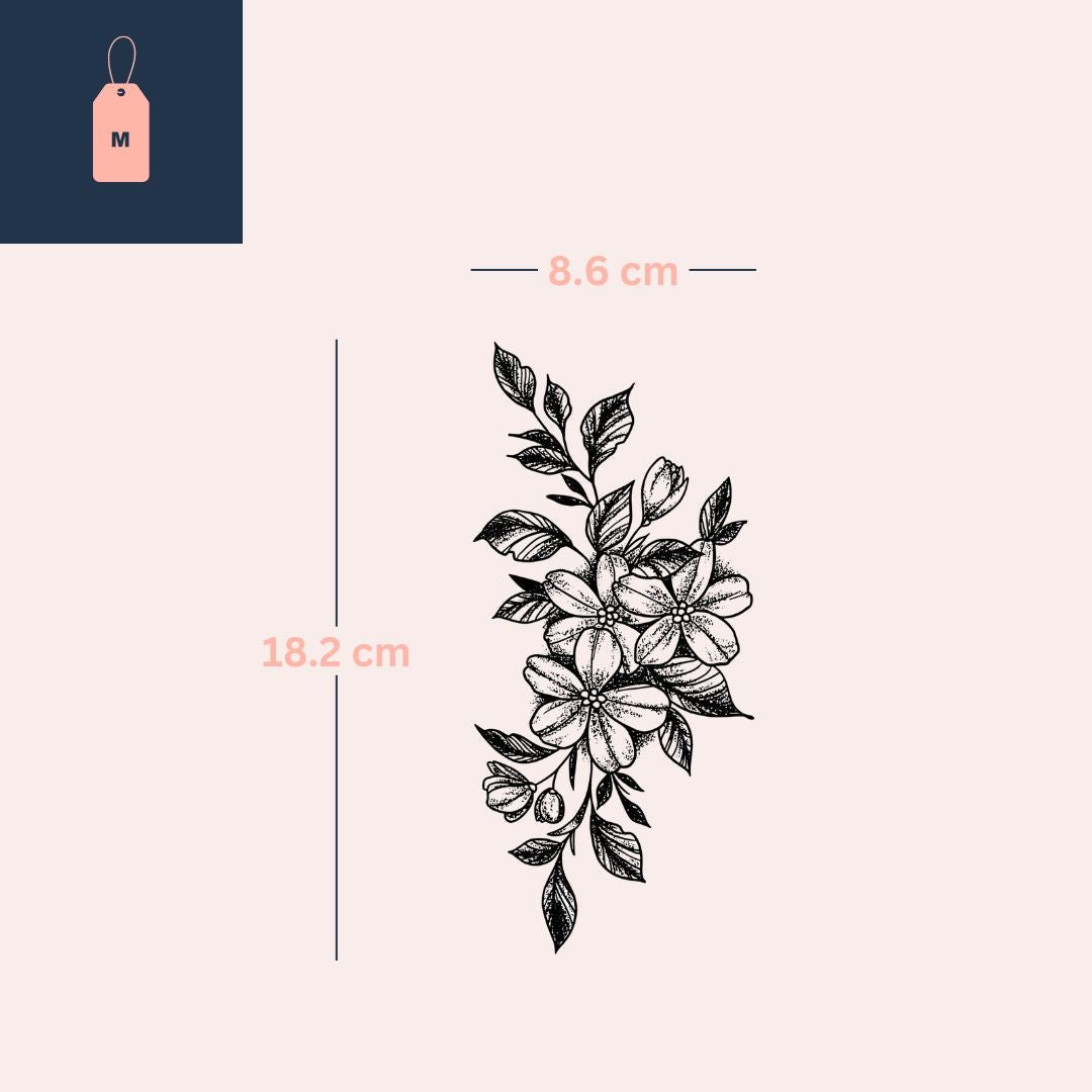 Dotwork flower bouquet temporary tattoo - 4 | Temporalis