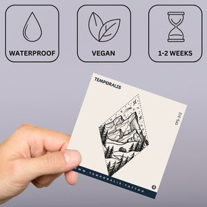 Dotwork mountain cabin and pines temporary tattoo - 3 | Temporalis