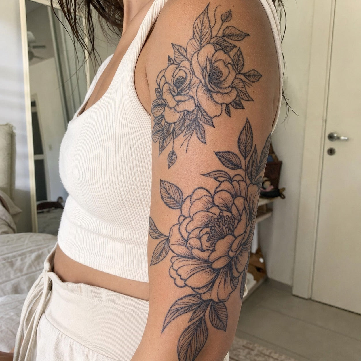 Double Peony Bloom Tattoo - 1 | Temporalis