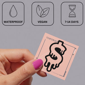 Dripping dollar sign temporary tattoo - 3 | Temporalis