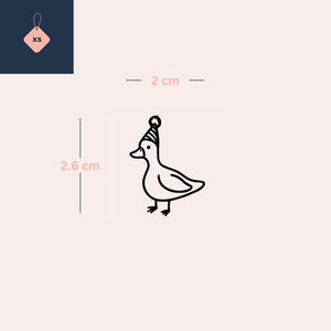Duck with Party Hat Temporary Tattoo - 4 | Temporalis