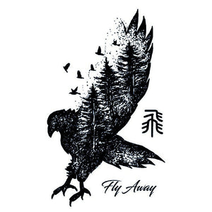 Eagle and forest double - exposure temporary tattoo - 2 | Temporalis