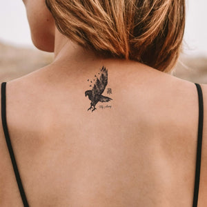 Eagle and forest double - exposure temporary tattoo - 1 | Temporalis
