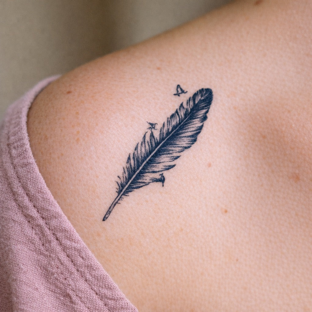 Feather & Birds Tattoo - 1 | Temporalis