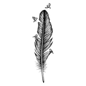 Feather with Birds Temporary Tattoo - 2 | Temporalis