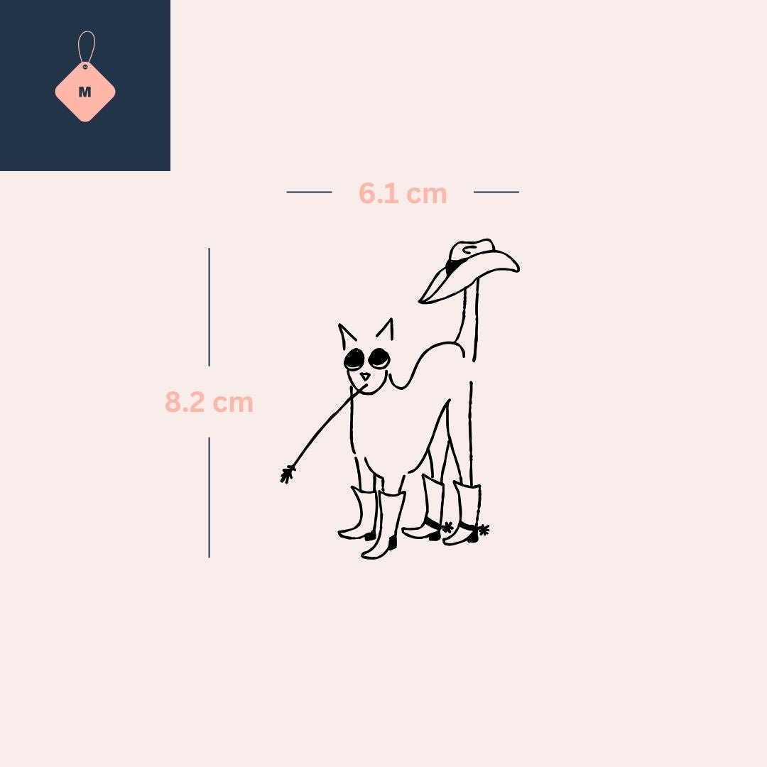 Fine line cowboy cat temporary tattoo with boots - 4 | Temporalis