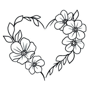 Fine line floral heart outline temporary tattoo - 2 | Temporalis