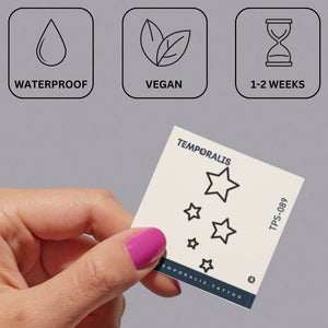 Fine Line Hollow Stars Temporary Tattoo - 3 | Temporalis
