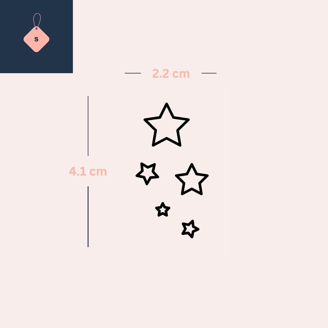 Fine Line Hollow Stars Temporary Tattoo - 4 | Temporalis