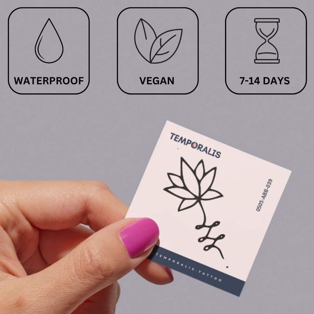 Fine line lotus flower temporary tattoo - 3 | Temporalis