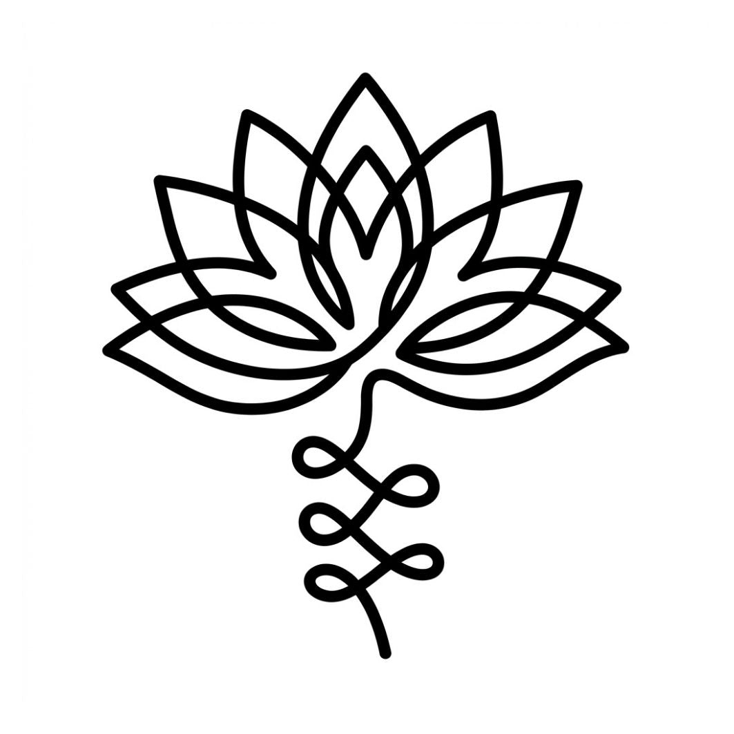 Fine line lotus flower temporary tattoo - 2 | Temporalis