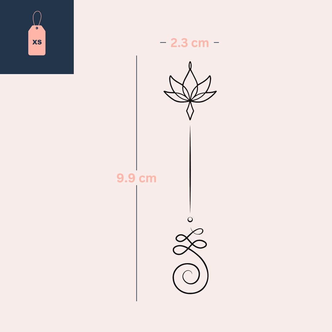 Fine Line Lotus & Ornament Temporary Tattoo - 4 | Temporalis