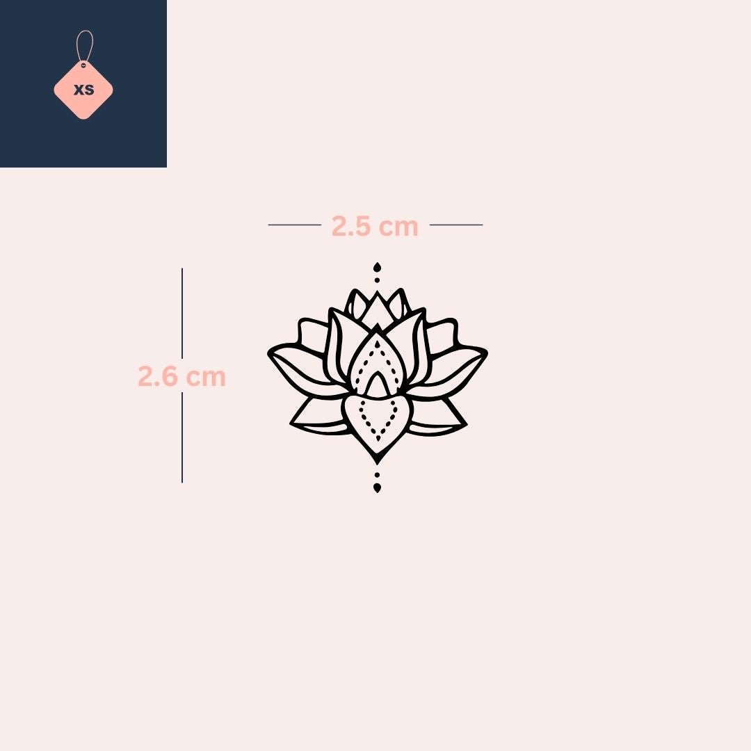 Fine line lotus temporary tattoo with dots - 4 | Temporalis