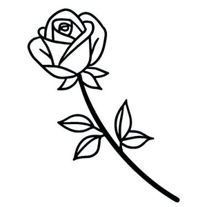 Fine line rose temporary tattoo with stem and leaves - 2 | Temporalis