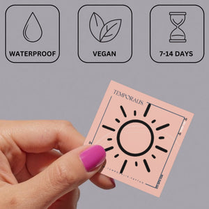 Fine Line Sun with Rays Temporary Tattoo - 3 | Temporalis
