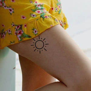 Fine Line Sun with Rays Temporary Tattoo - 1 | Temporalis