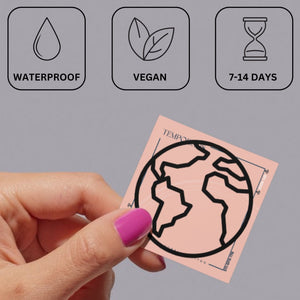 Fine Line World Globe Temporary Tattoo - 3 | Temporalis