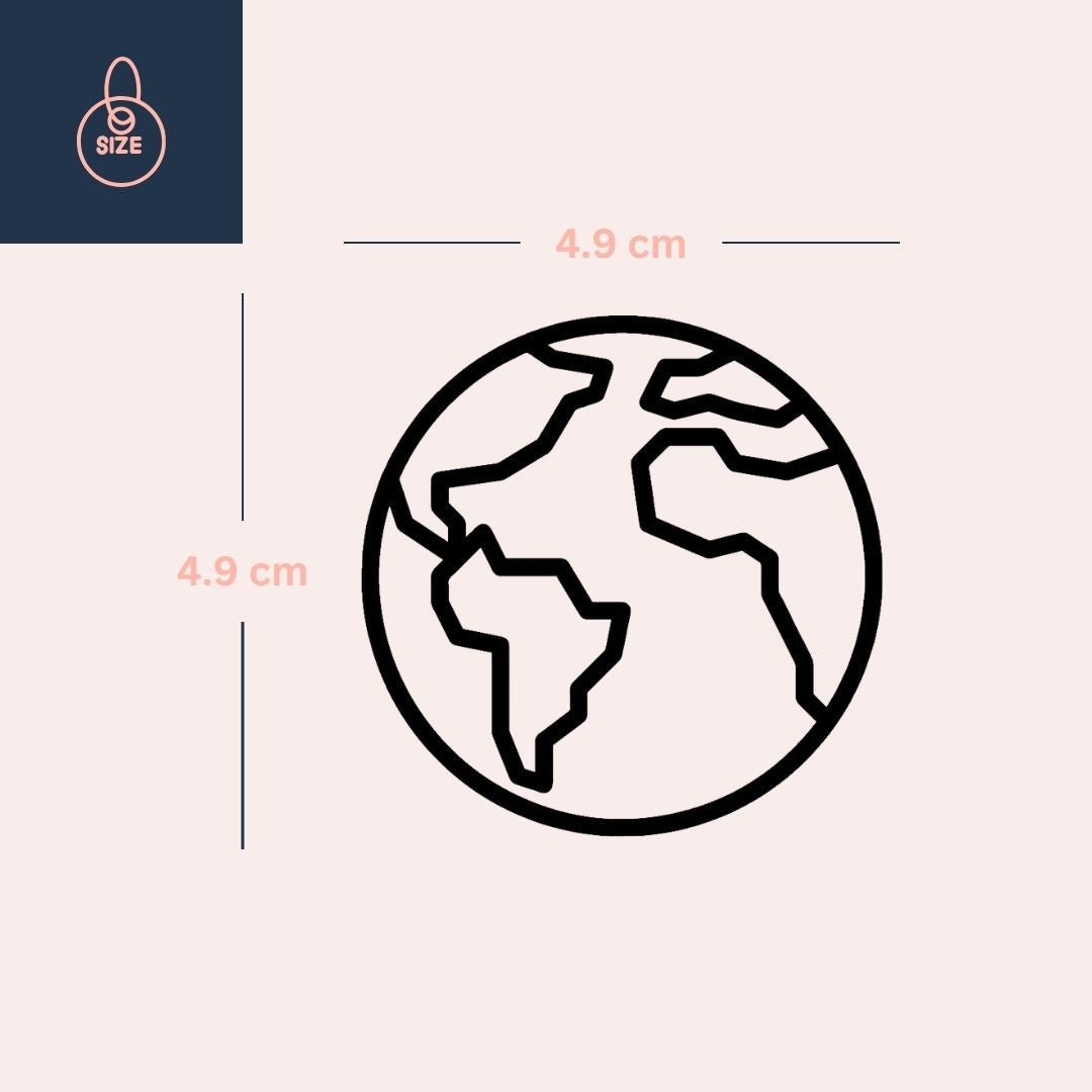 Fine Line World Globe Temporary Tattoo - 4 | Temporalis