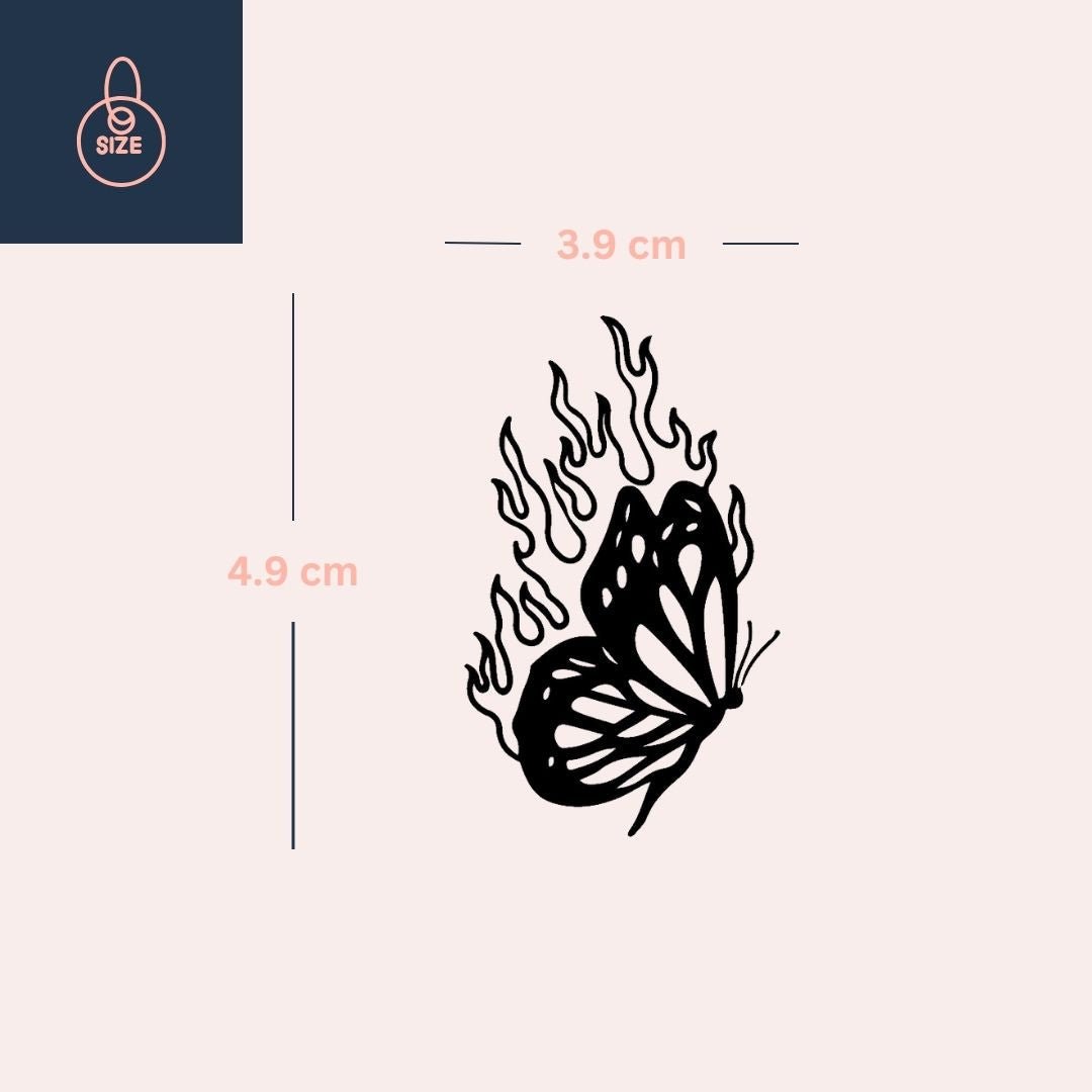 Flaming Butterfly Temporary Tattoo - 4 | Temporalis