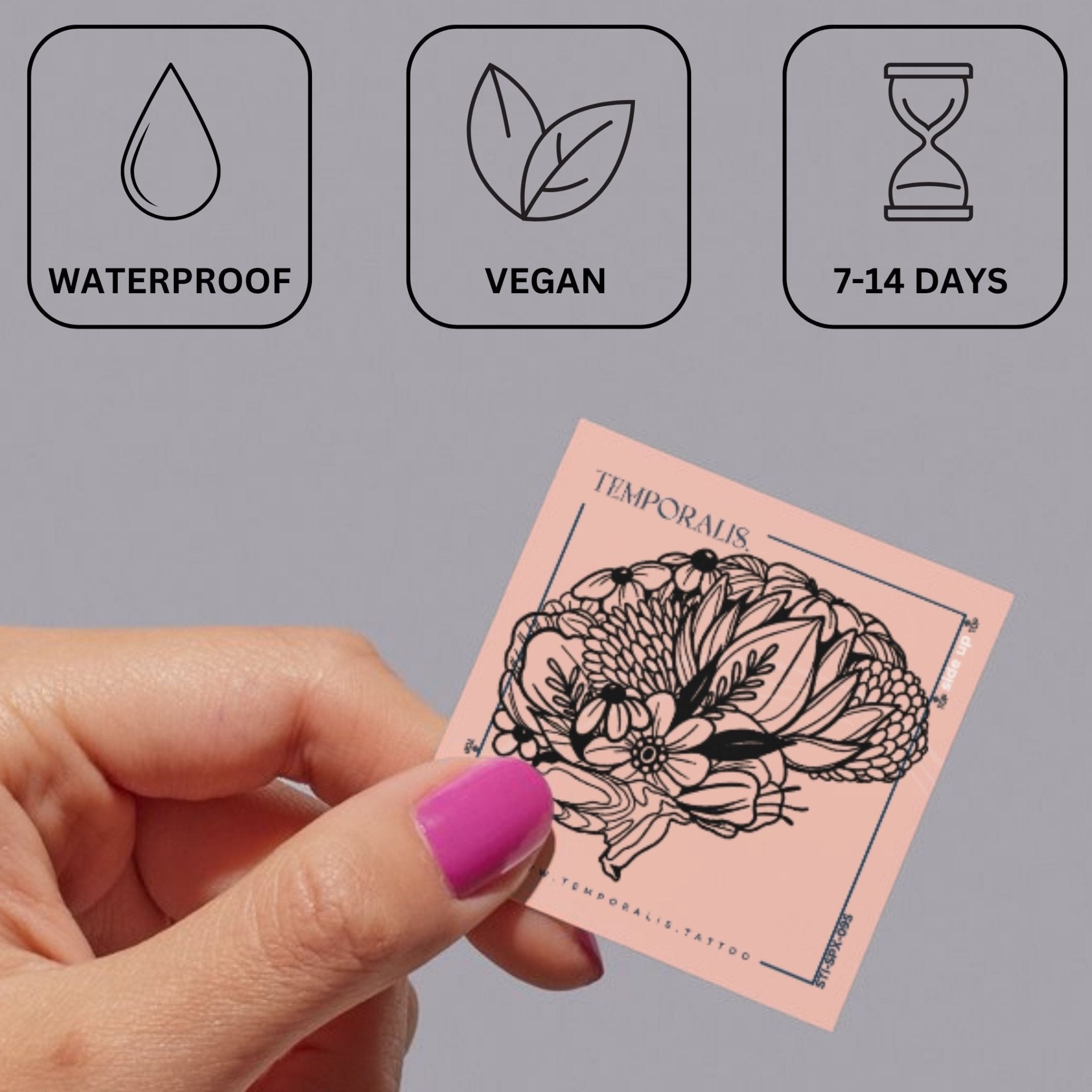 Floral Brain Temporary Tattoo 4 - Temporalis