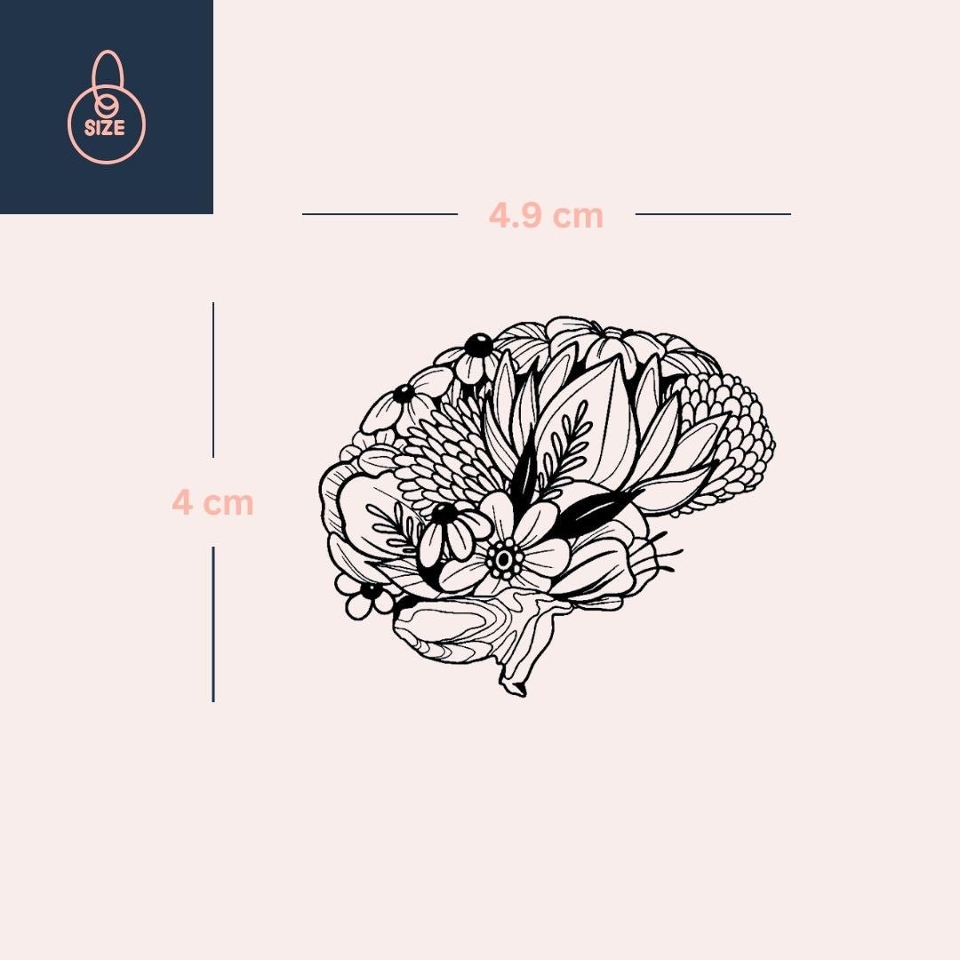 Floral Brain Temporary Tattoo 3 - Temporalis