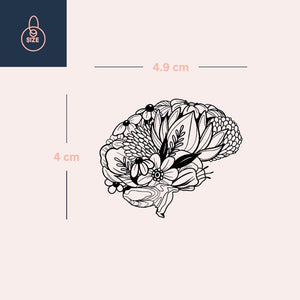 Floral Brain Temporary Tattoo 3 - Temporalis