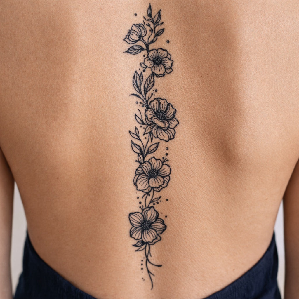 Floral Branch Garland Tattoo - 1 | Temporalis