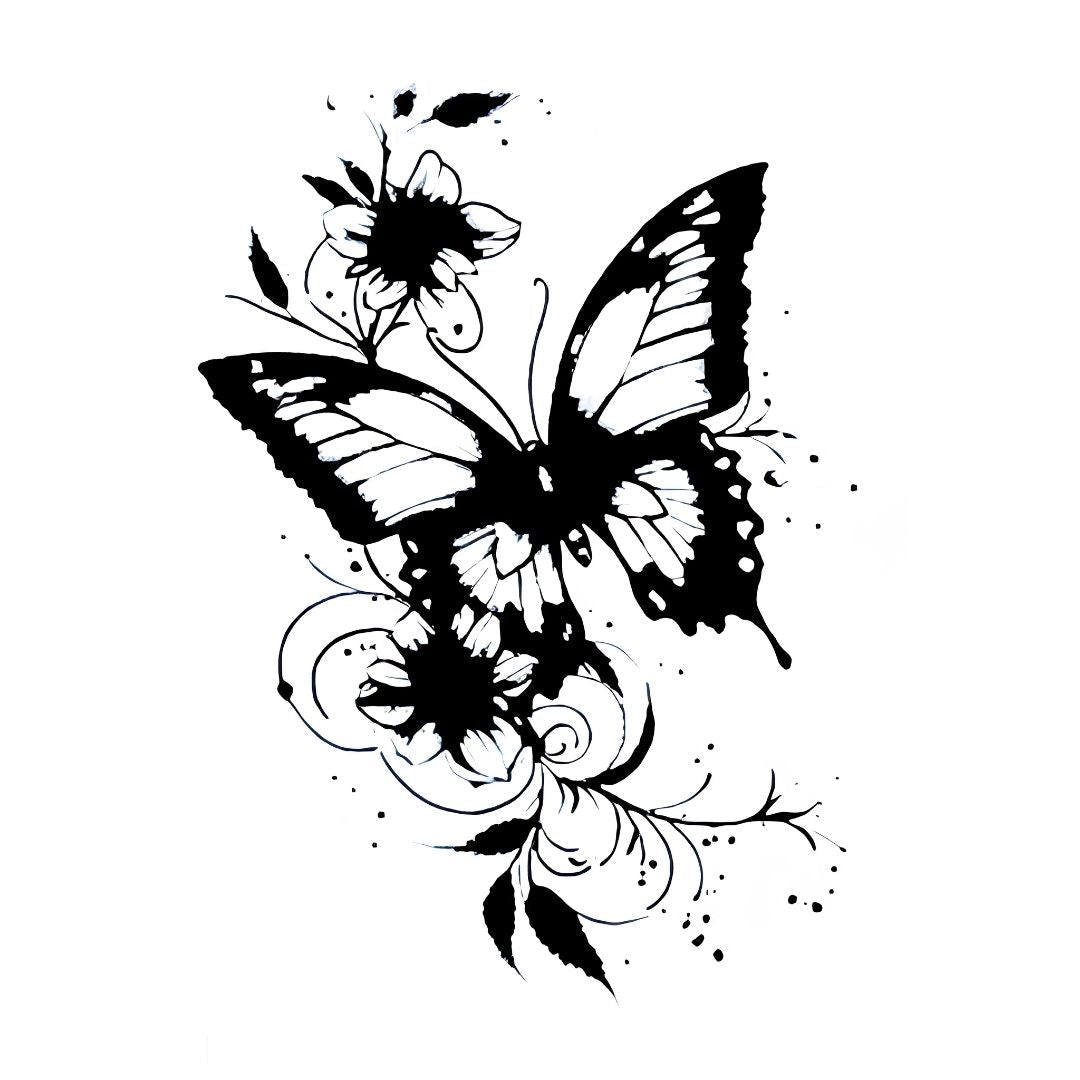 Floral Butterfly Tattoo - 2 | Temporalis
