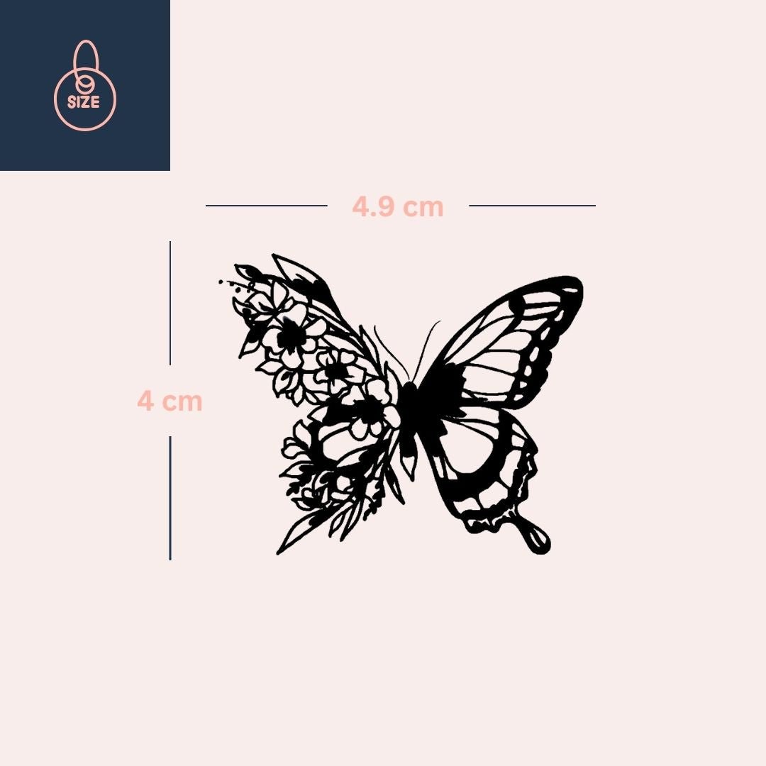 Floral butterfly temporary tattoo - 4 | Temporalis