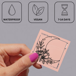 Floral crescent moon temporary tattoo - 3 | Temporalis