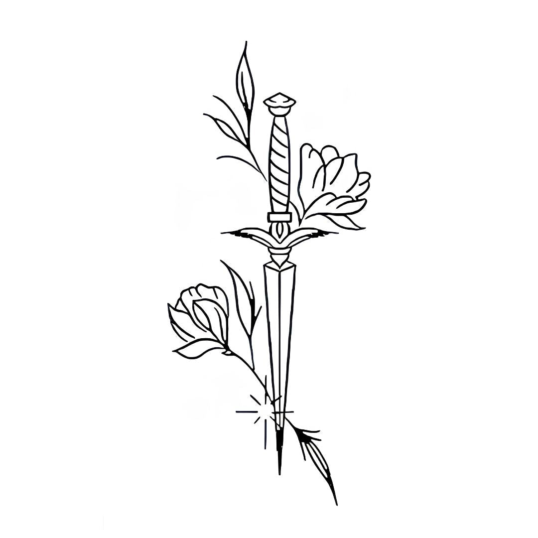 Floral Dagger Tattoo - 2 | Temporalis