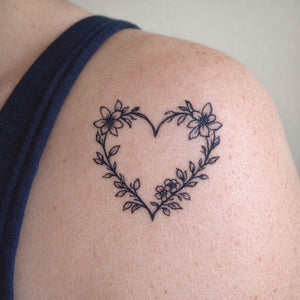 Floral Heart Wreath Tattoo - 1 | Temporalis