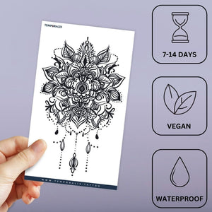 Floral Mandala with Hanging Drops Tattoo - 3 | Temporalis