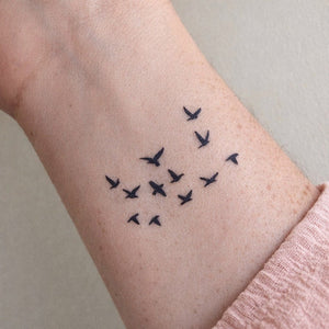 Flying Birds Flock Tattoo - 1 | Temporalis