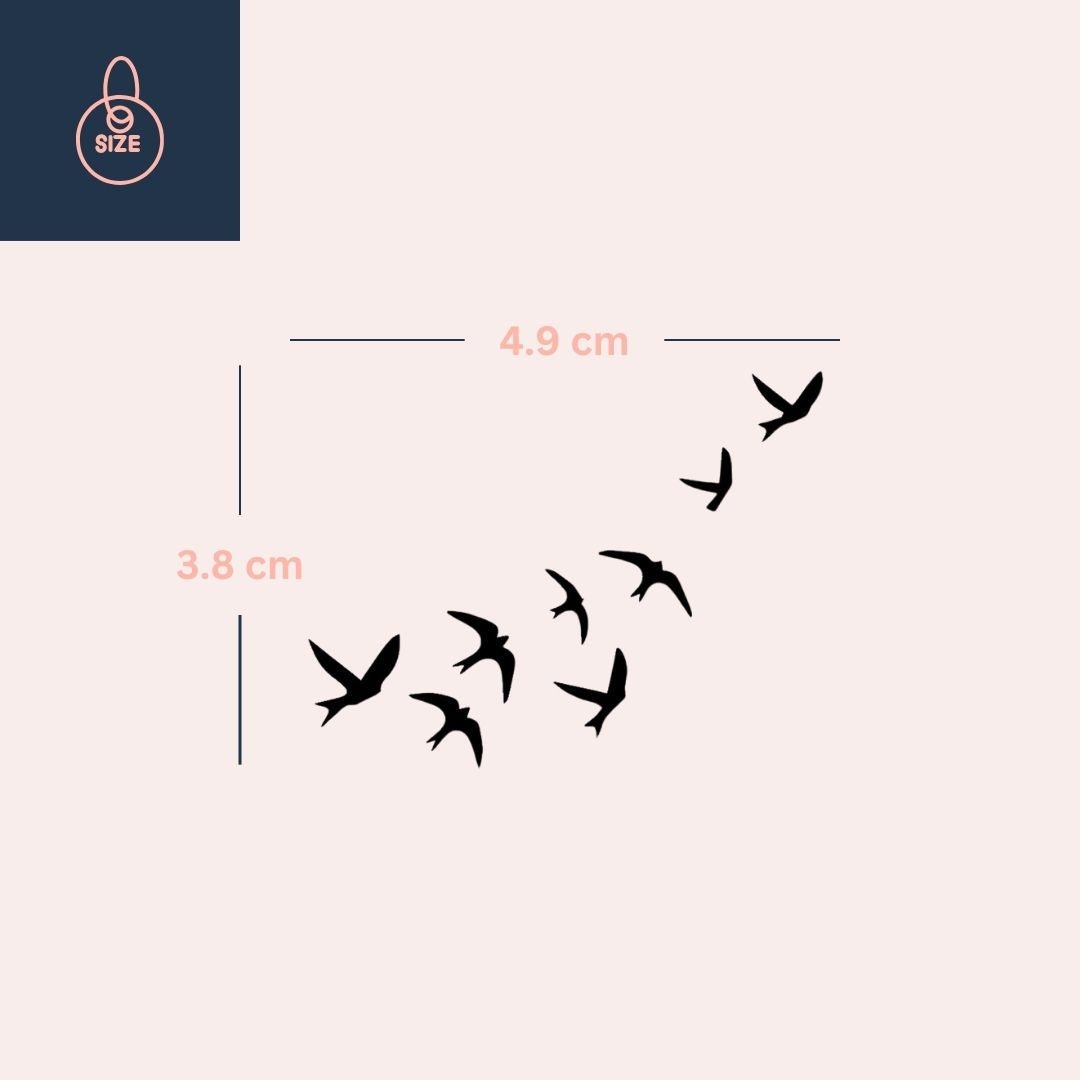 Flying Birds Silhouette Temporary Tattoo - 4 | Temporalis