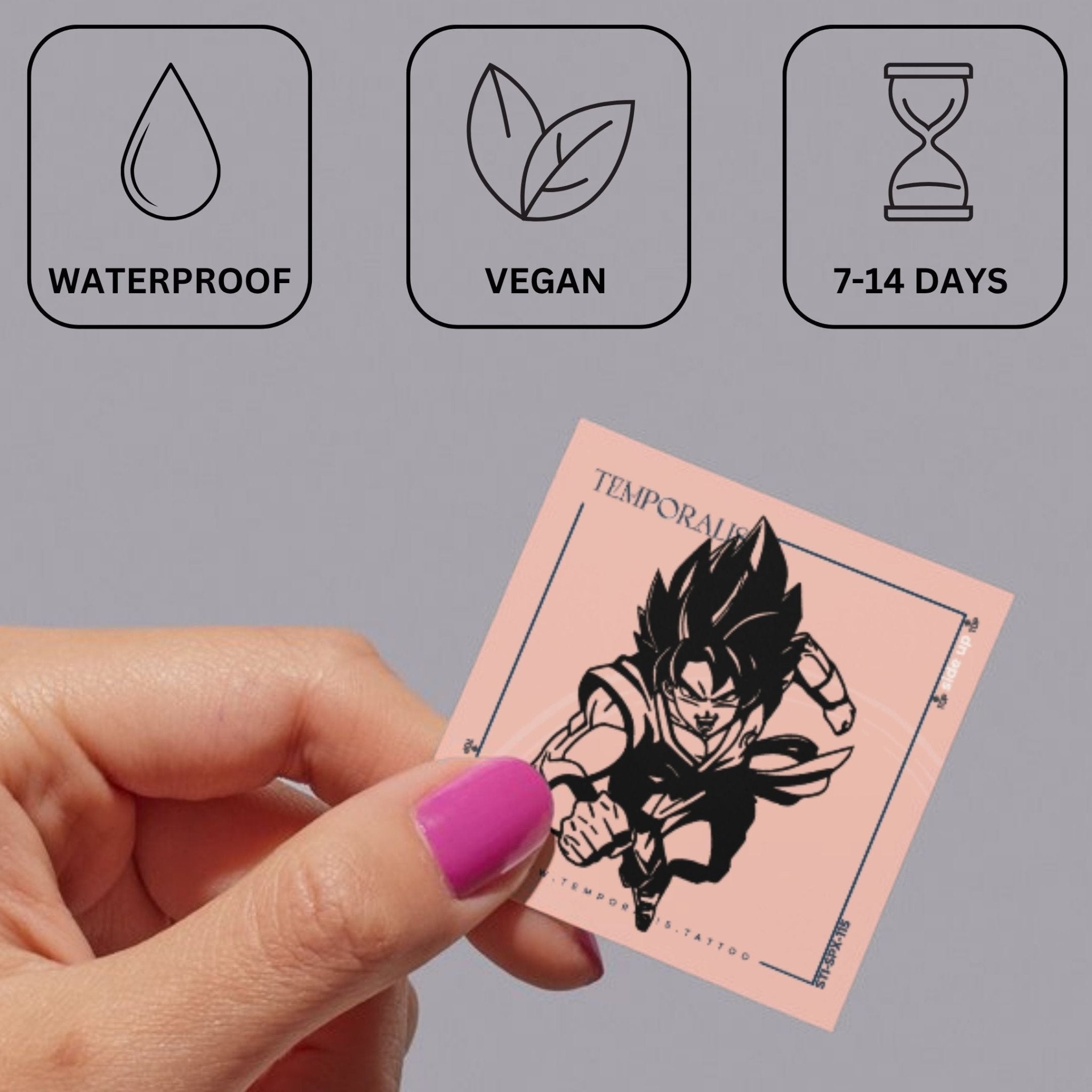 Flying manga fighter temporary tattoo, fist forward 4 - Temporalis