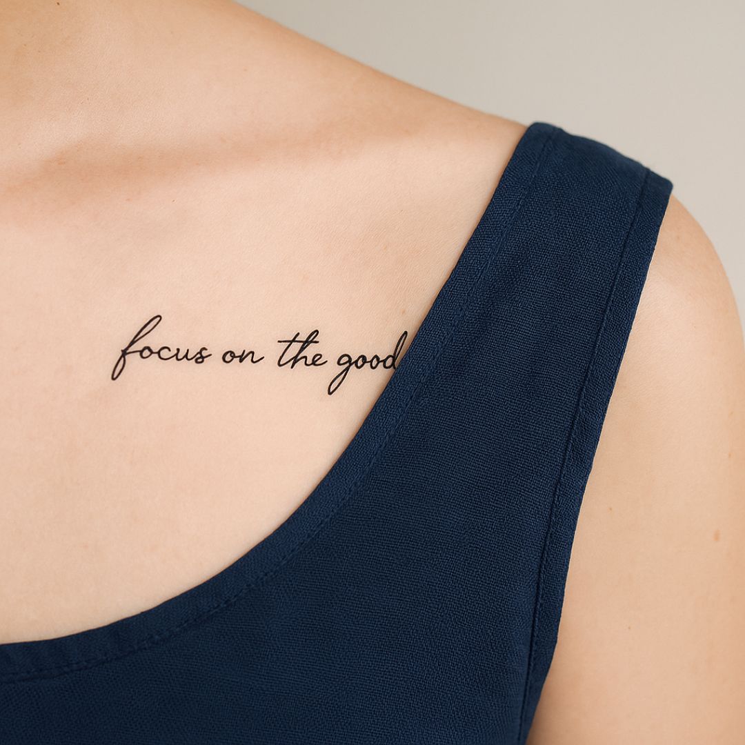 Focus on the good script temporary tattoo - 1 | Temporalis