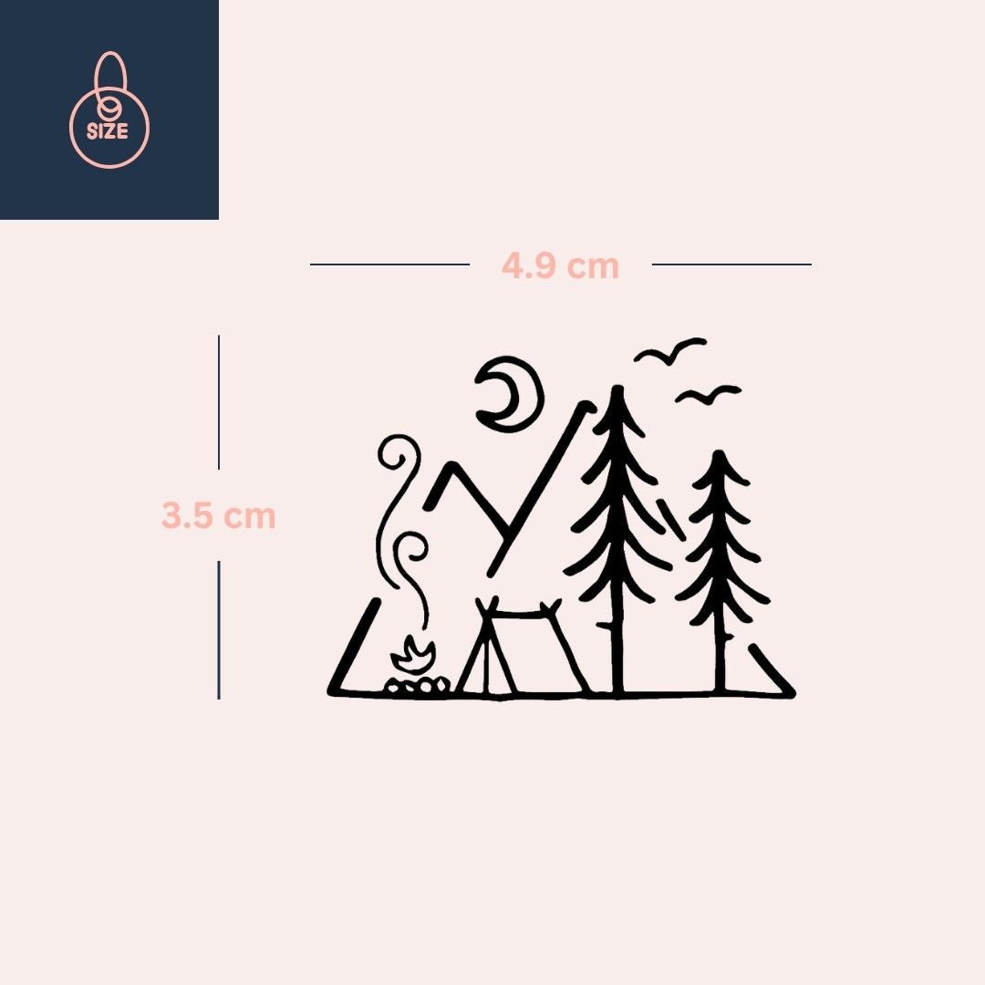 Forest campsite temporary tattoo with tent and campfire - 4 | Temporalis