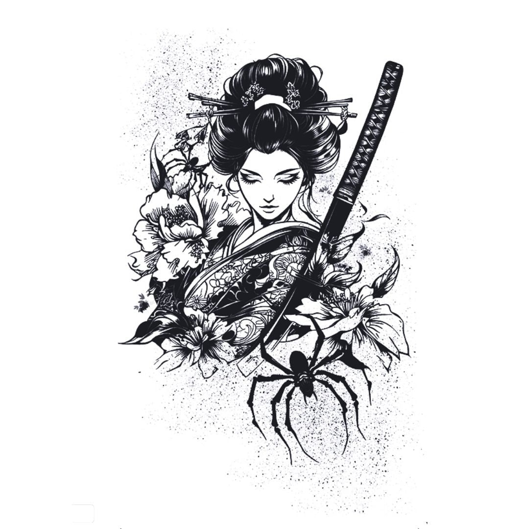 Geisha & Spider Tattoo - 2 | Temporalis