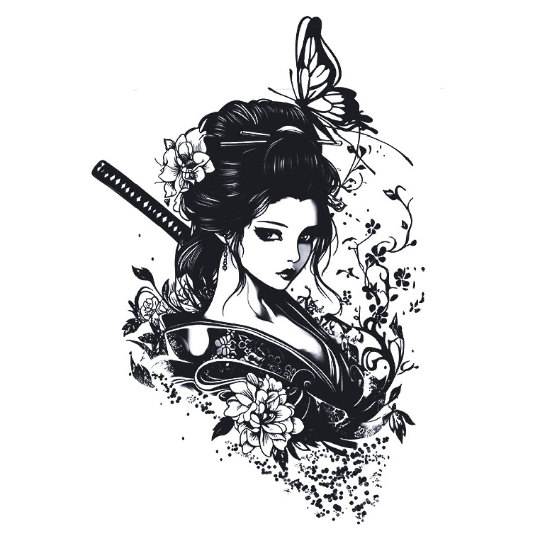 Geisha with Katana Tattoo - 2 | Temporalis