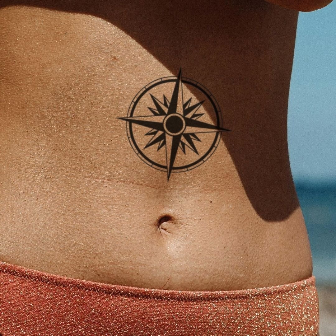 Geometric Compass Rose Temporary Tattoo - 1 | Temporalis